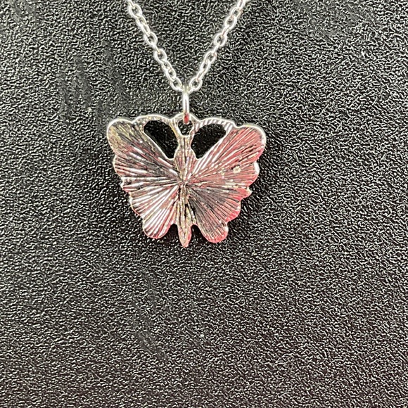 Silver Butterfly Pendant Necklace - Picture 3 of 4